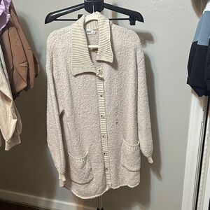 BKE Cream Button-Up Cardigan